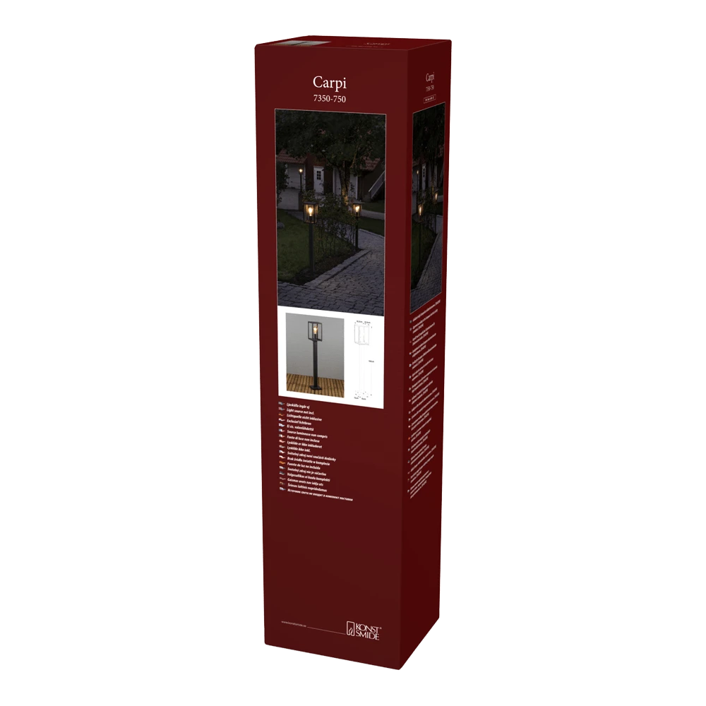 Konstsmide Carpi 230V 1 Lichts Staande Buitenlamp E27, 16x100cm, Transparant Glas, Max 60W - Afbeelding 5