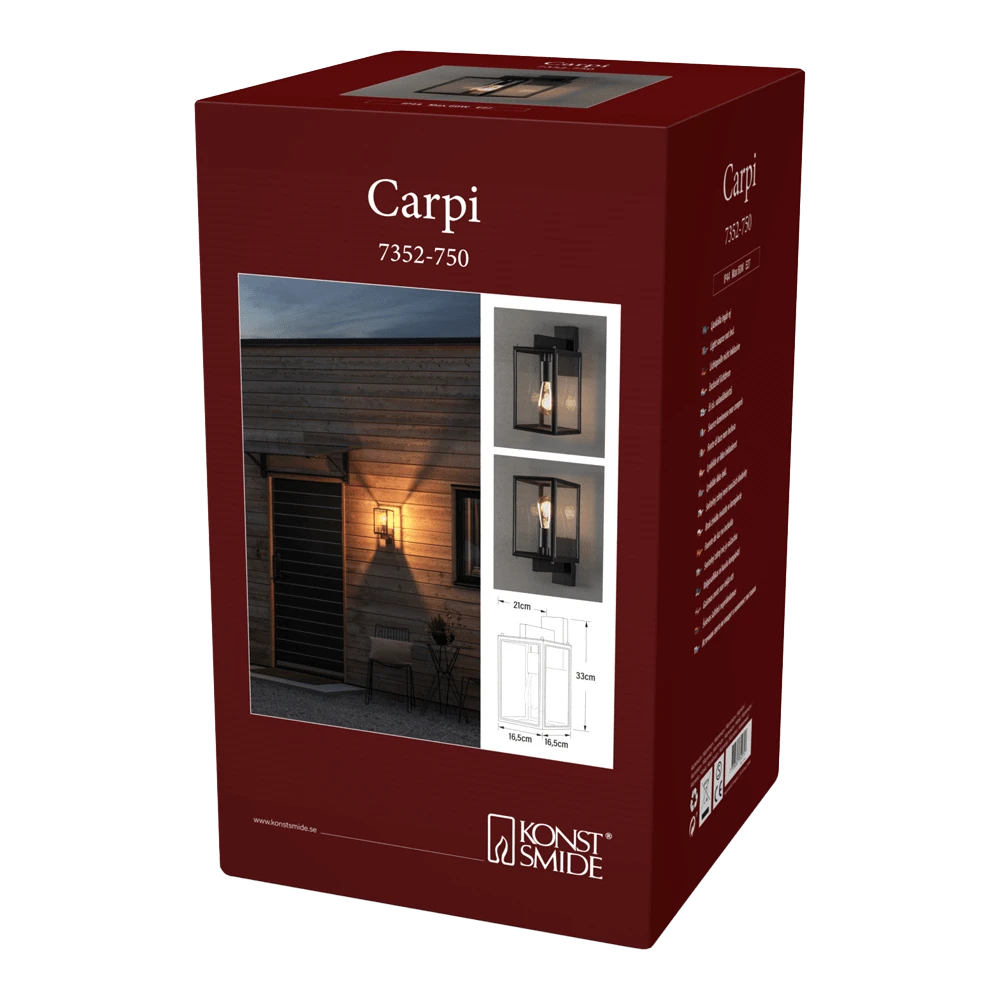 Konstsmide Carpi 230V Staande Buitenlamp Op Of Neerwaarts E27, 16.5x33cm, Transparant Glas, Max 60W - Afbeelding 6