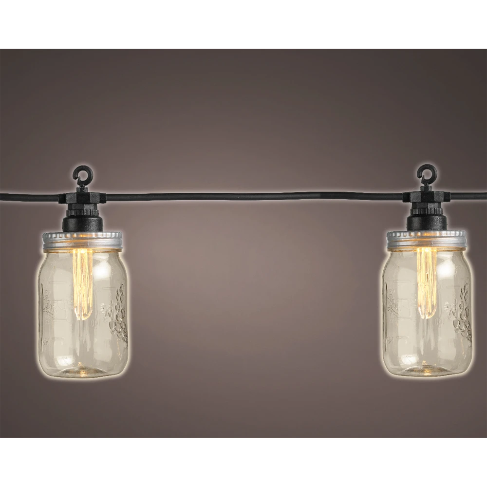 Lumineo Feestverlichting Lichtsnoer Weckpotjes - 950cm - 20 LEDS - Klassiek Warm - Afbeelding 2