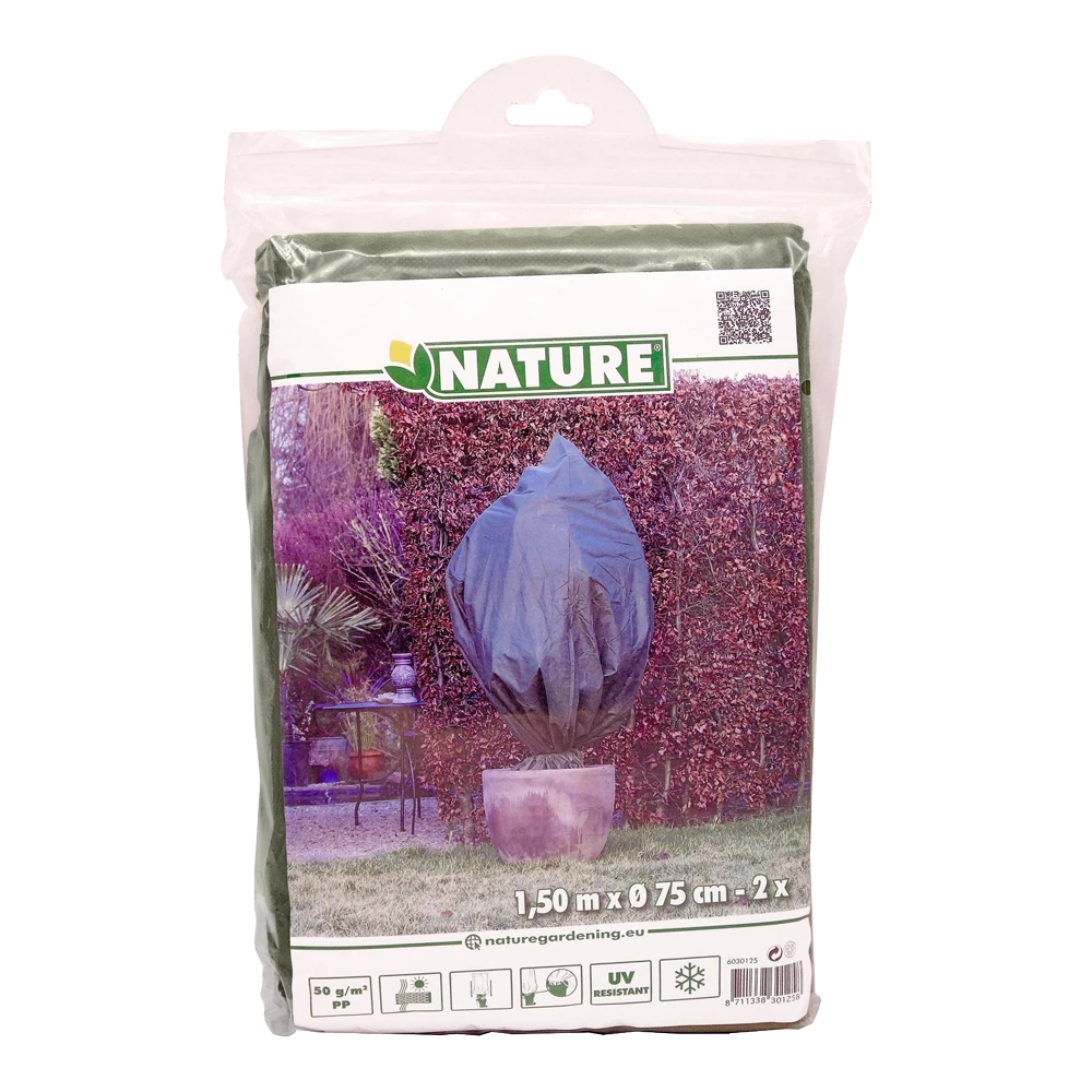 Nature Winterhoes Met Koord D75cm X 1,50m 50 G/mu00b2 2 Stuks Groen