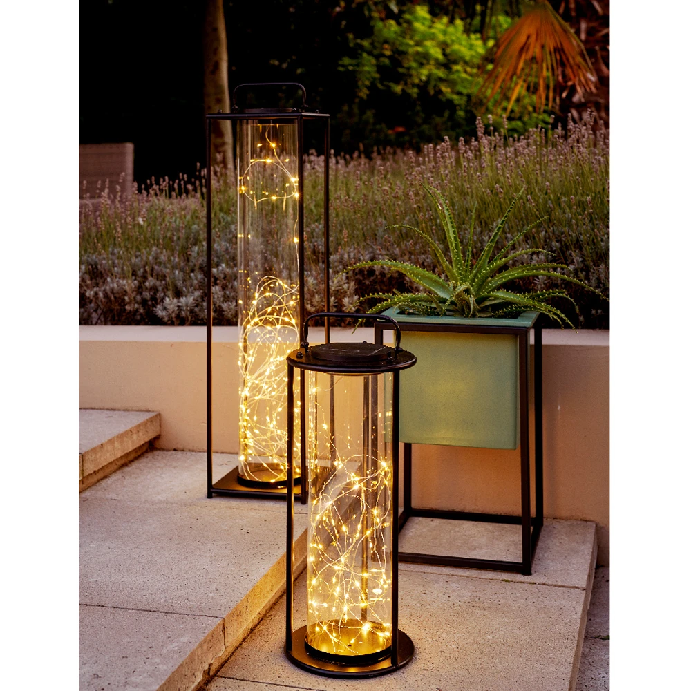 Lumineo Solar Lantaarn - LED - D15 X H42cm - Zwart - Afbeelding 3