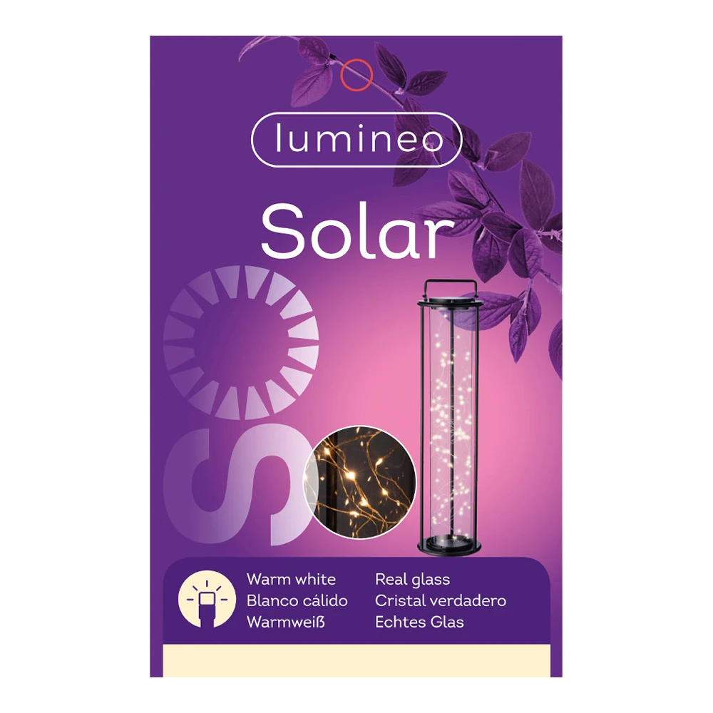 Lumineo Solar Lantaarn - LED - D20 X H79cm - Zwart